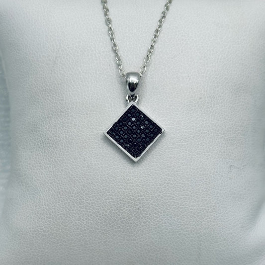 S925 Diamond Shape Black Spinel Pendant