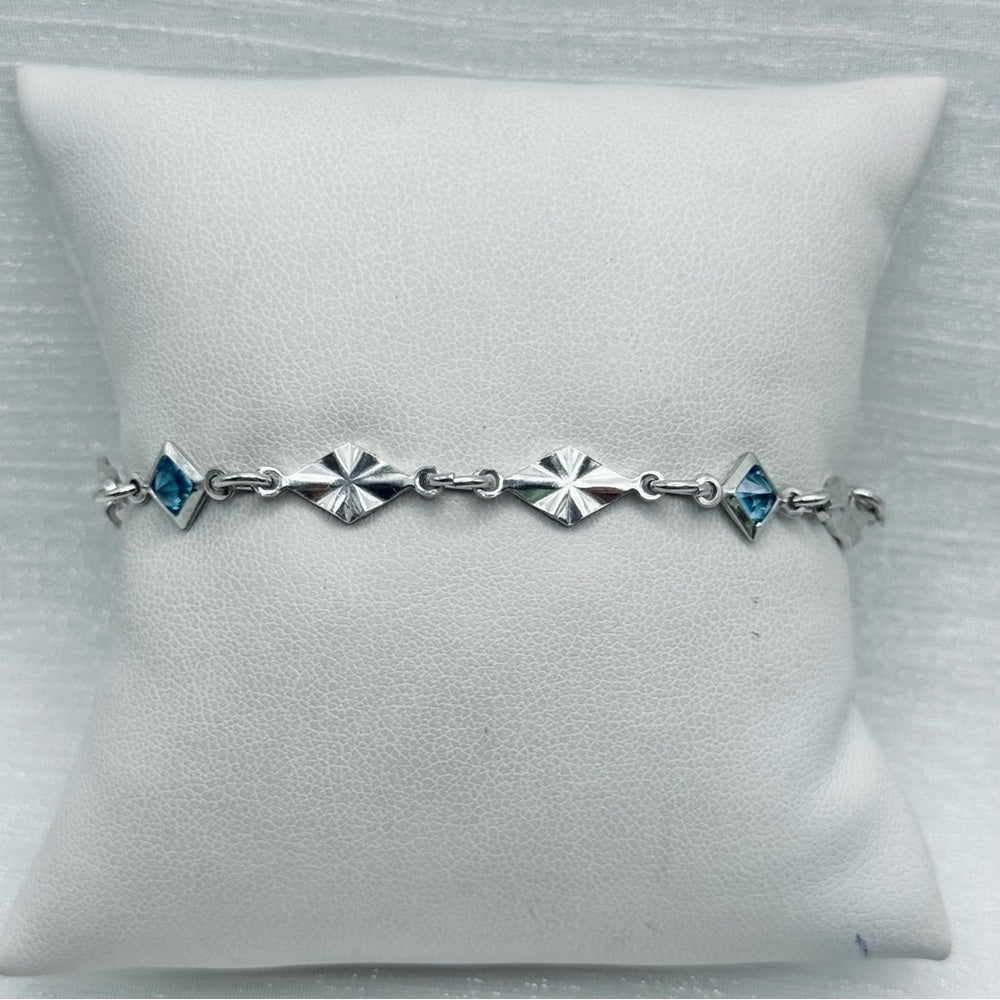 Swiss Blue Crystal Diamond Bracelet 7”