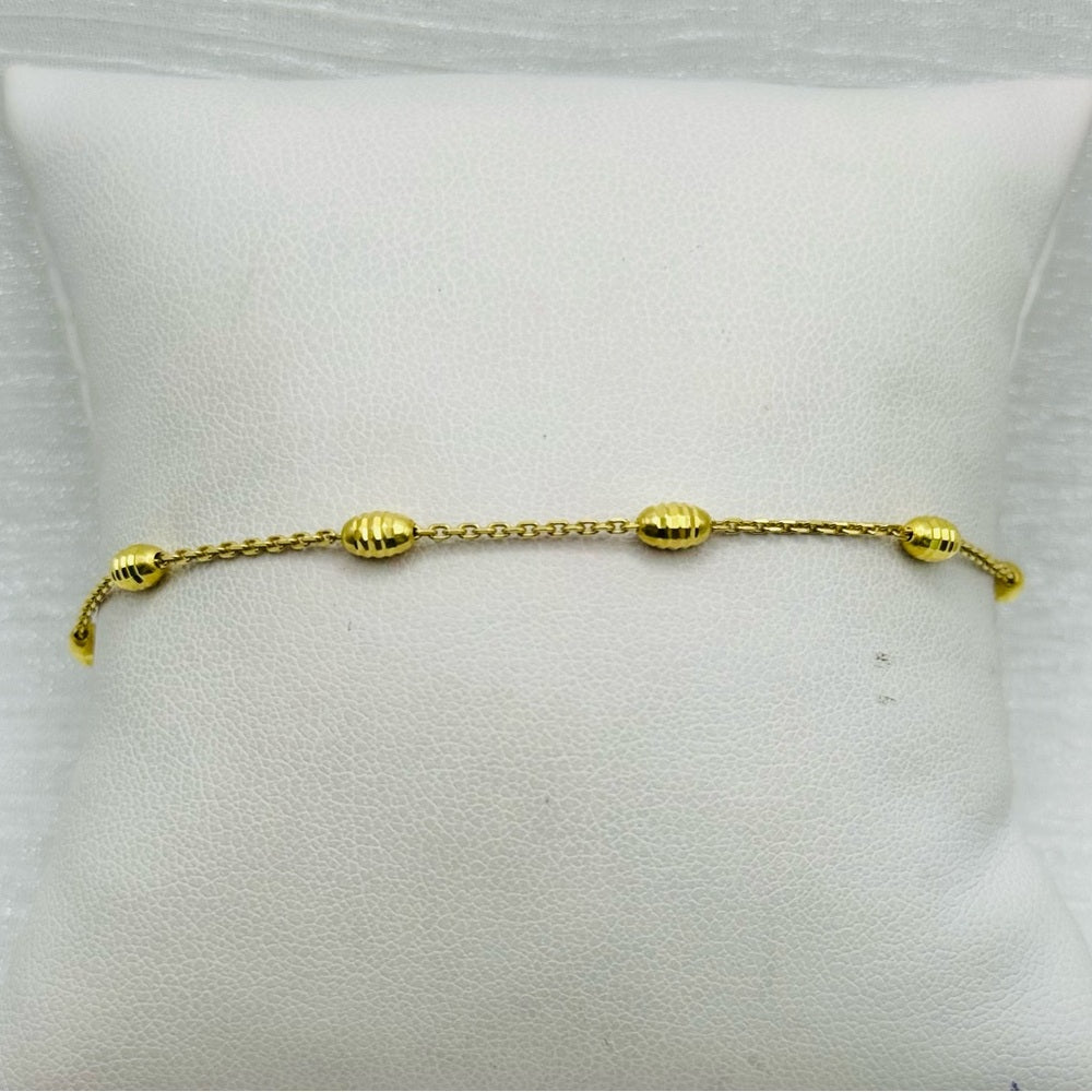 Gold Beaded Anklet 9” and 1” Extender