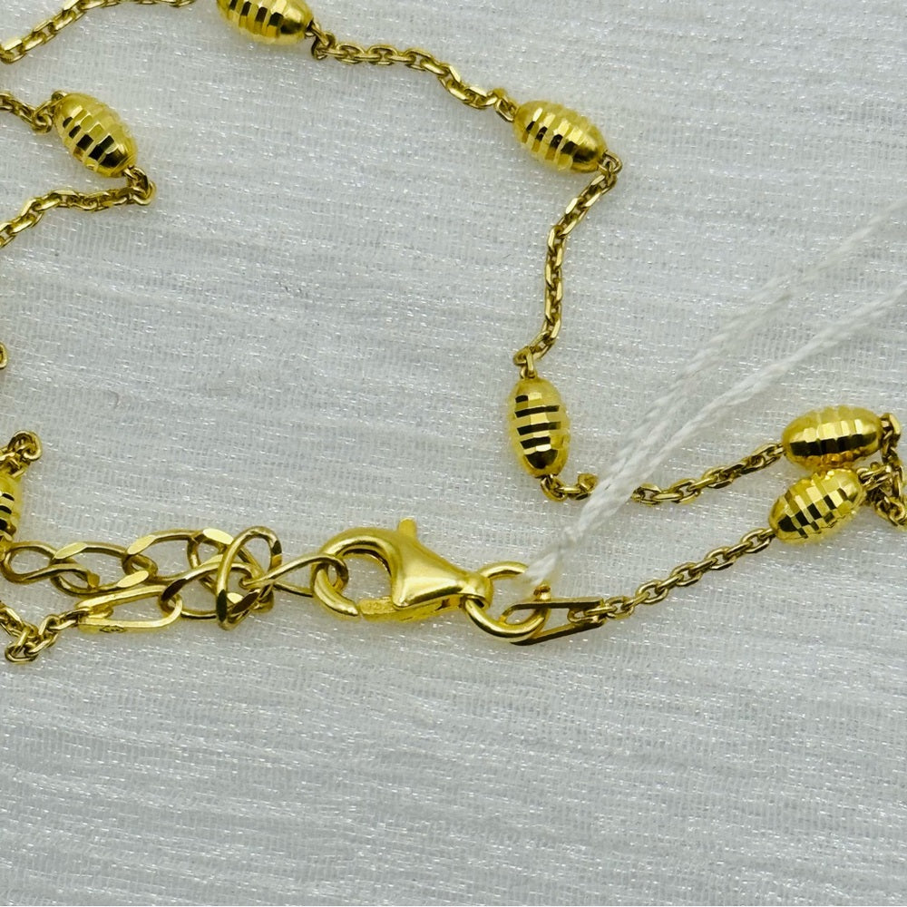 Gold Beaded Anklet 9” and 1” Extender