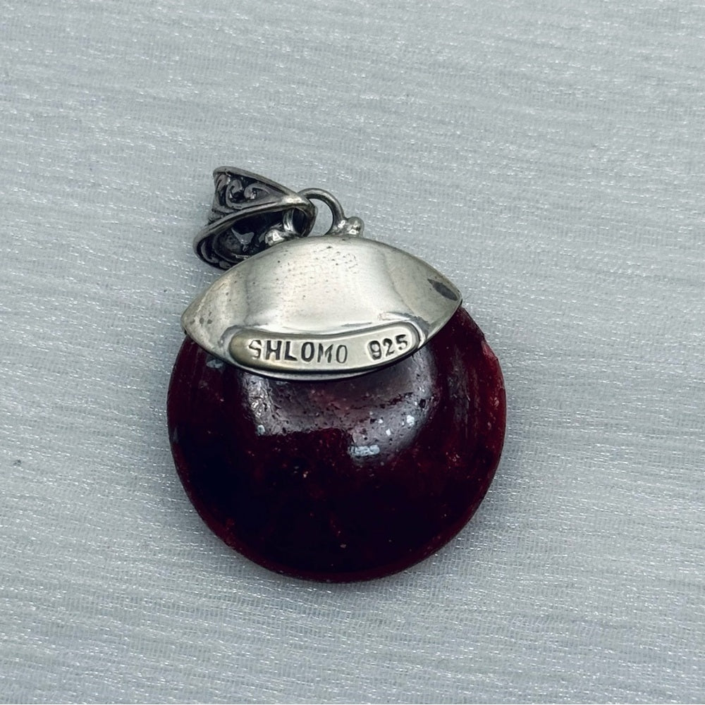 S925 Round Ruby Gemstone Pendant