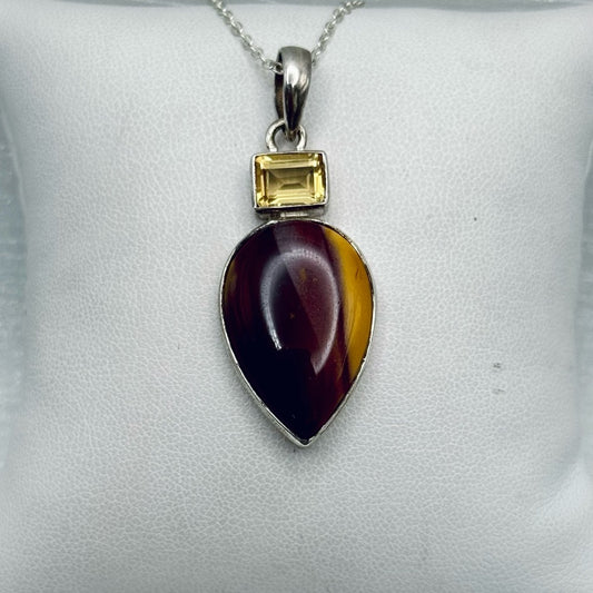 S925 Mookaite and Citrine Gemstone Pendant