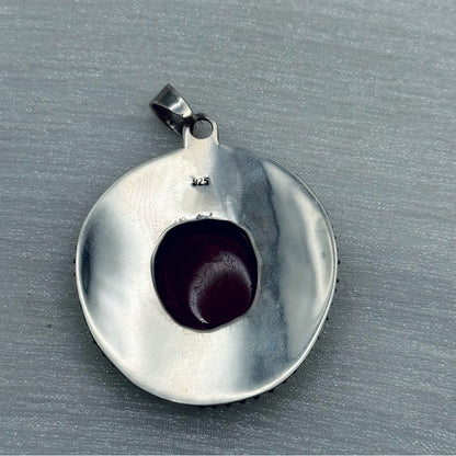 S925 Round Ruby Gemstone Pendant