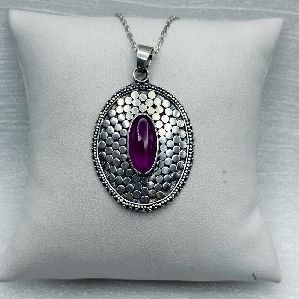 S925 Oval Ruby Gemstone Pendant