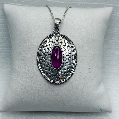 S925 Oval Ruby Gemstone Pendant