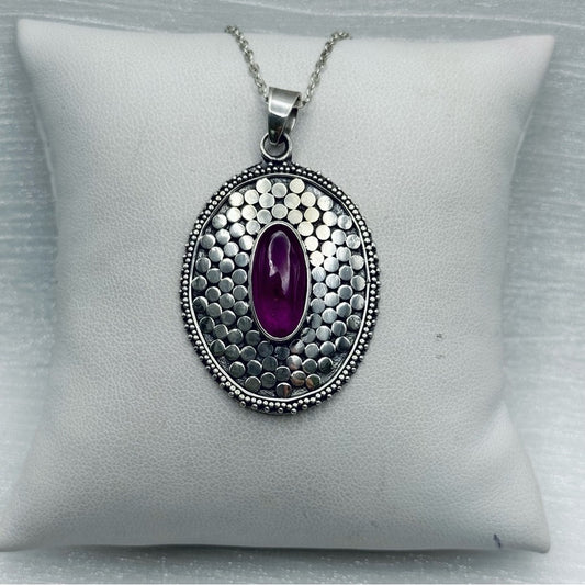 S925 Oval Ruby Gemstone Pendant
