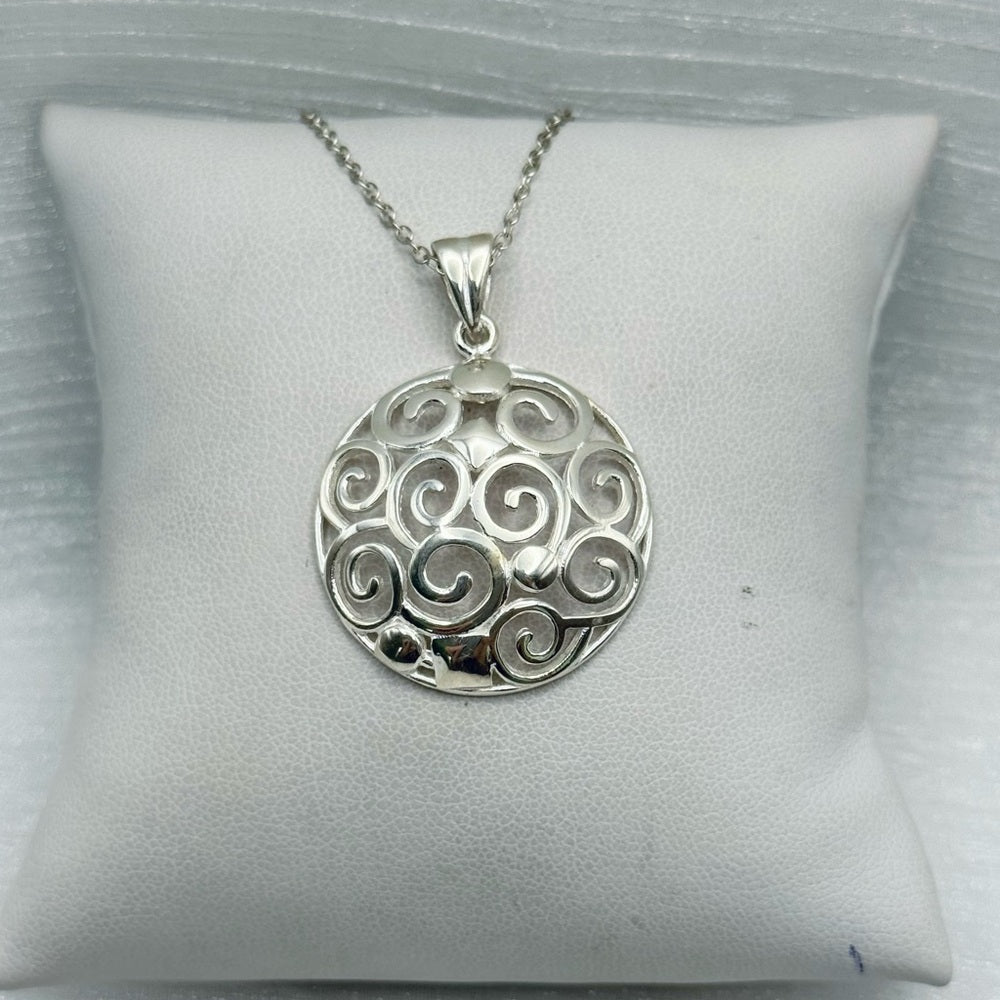S925 Swirl Circle Pendant