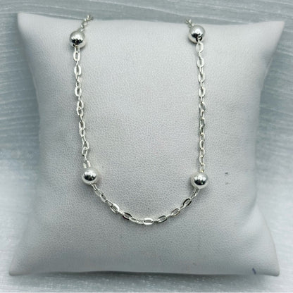 S925 Beaded Chain Necklace 30”