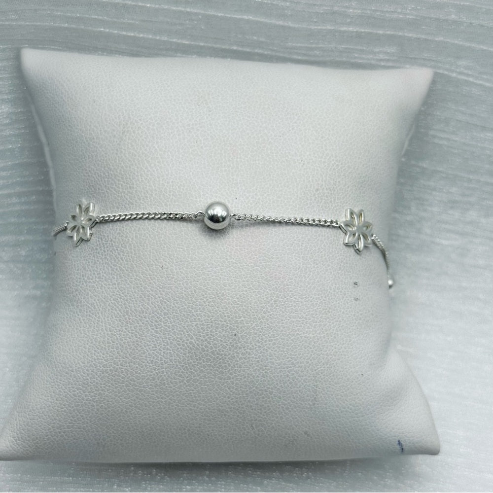 S925 Flower Bracelet 10” and 1” Extender