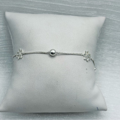 S925 Flower Bracelet 10” and 1” Extender
