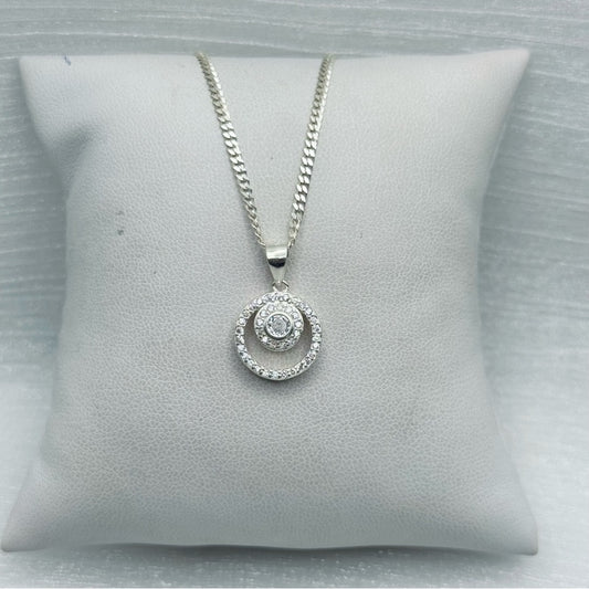 S925 Round Crystal Pendant