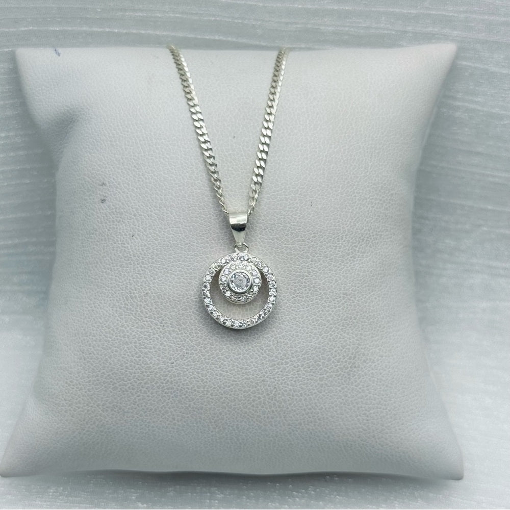S925 Round Crystal Pendant