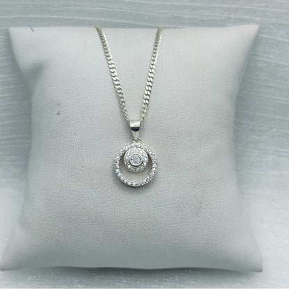 S925 Round Crystal Pendant