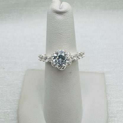 S925 Lauren Crystal Flower Half Eternity Ring