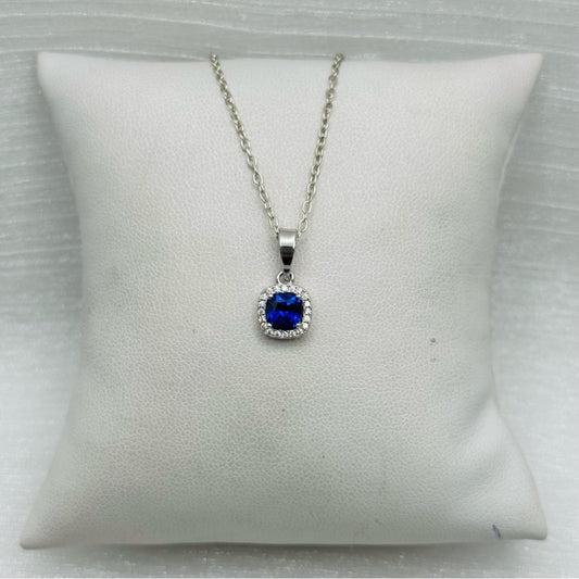 S925 Beatrix Lab Sapphire Pave Crystal Pendant