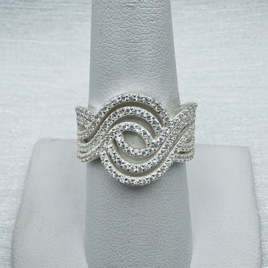 Isla Ring - S925 Pavé Swirl Band