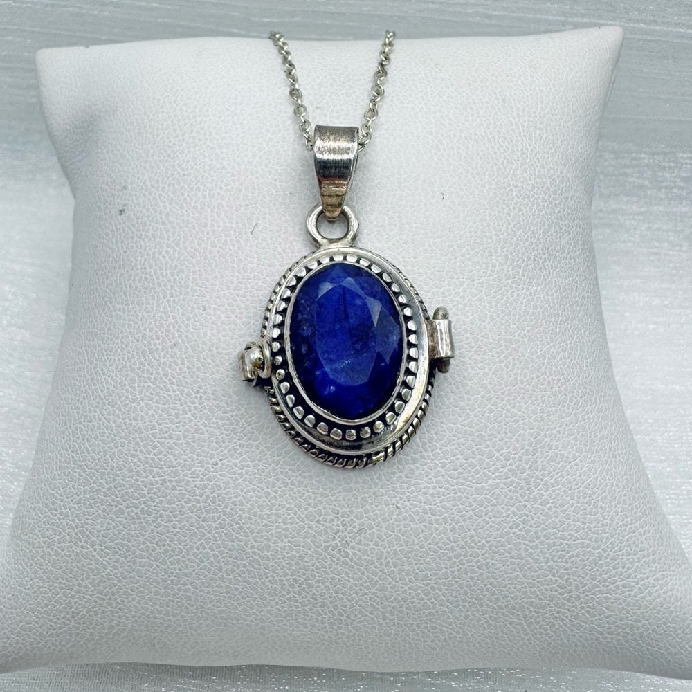 S925 Sapphire Locket Pendant
