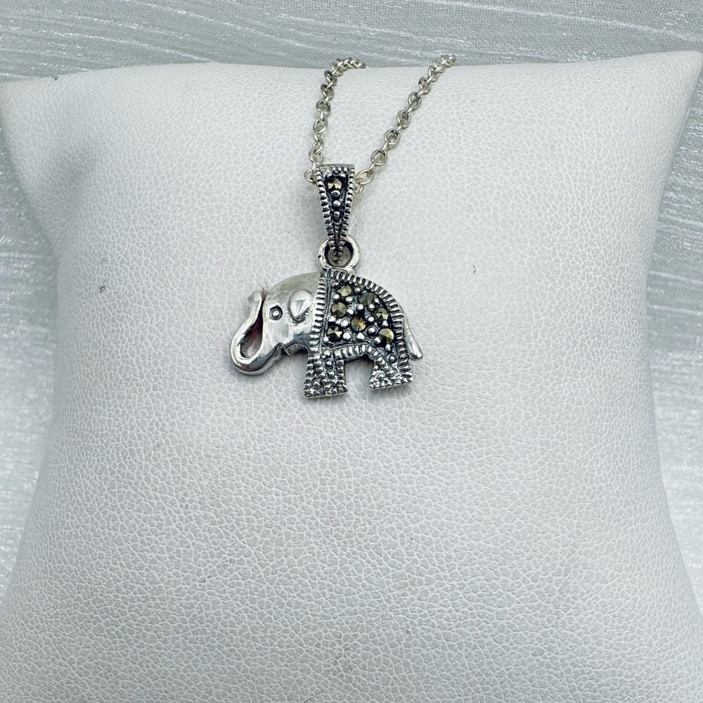 S925 Elephant Marcasite Pendant