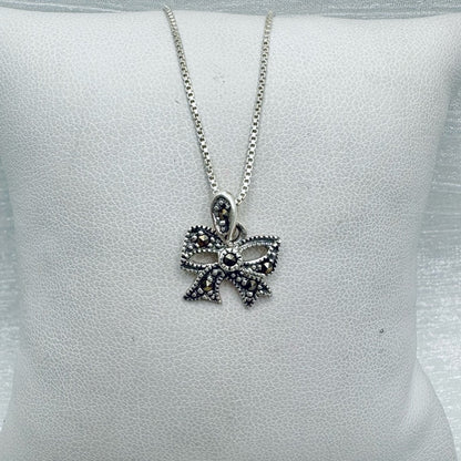 S925 Marcasite Bow Pendant