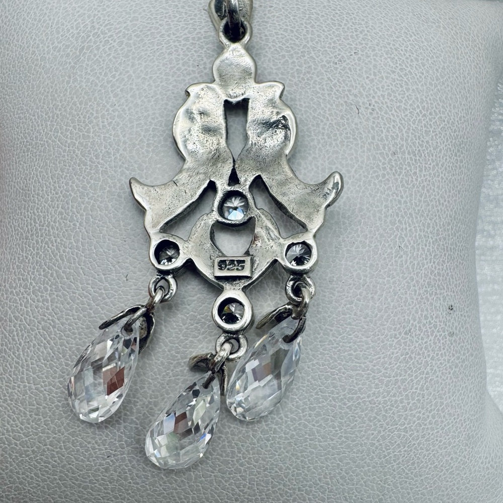 Marcasite and White Swarovski Crystal Dangle Pendant