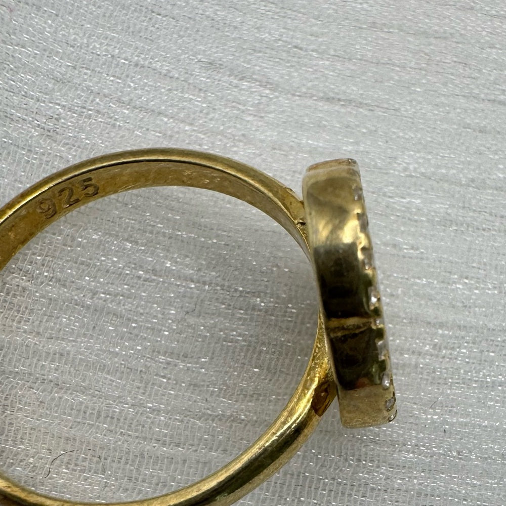 Emma Gold Mother of Pearl Pavé Clover Ring