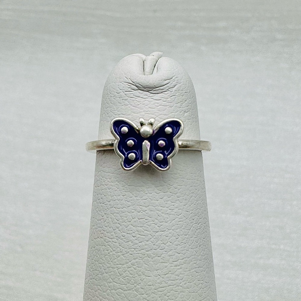 S925 Purple Enamel Butterfly Ring