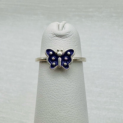 S925 Purple Enamel Butterfly Ring