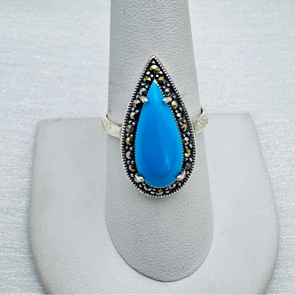 S925 Ava Marcasite and Magnesite Ring