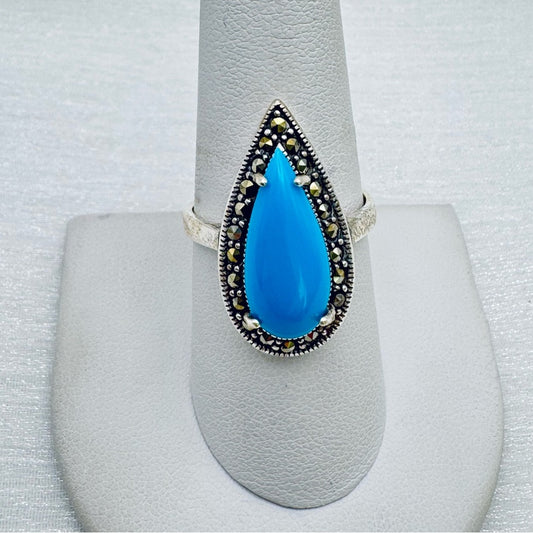 S925 Ava Marcasite and Magnesite Ring