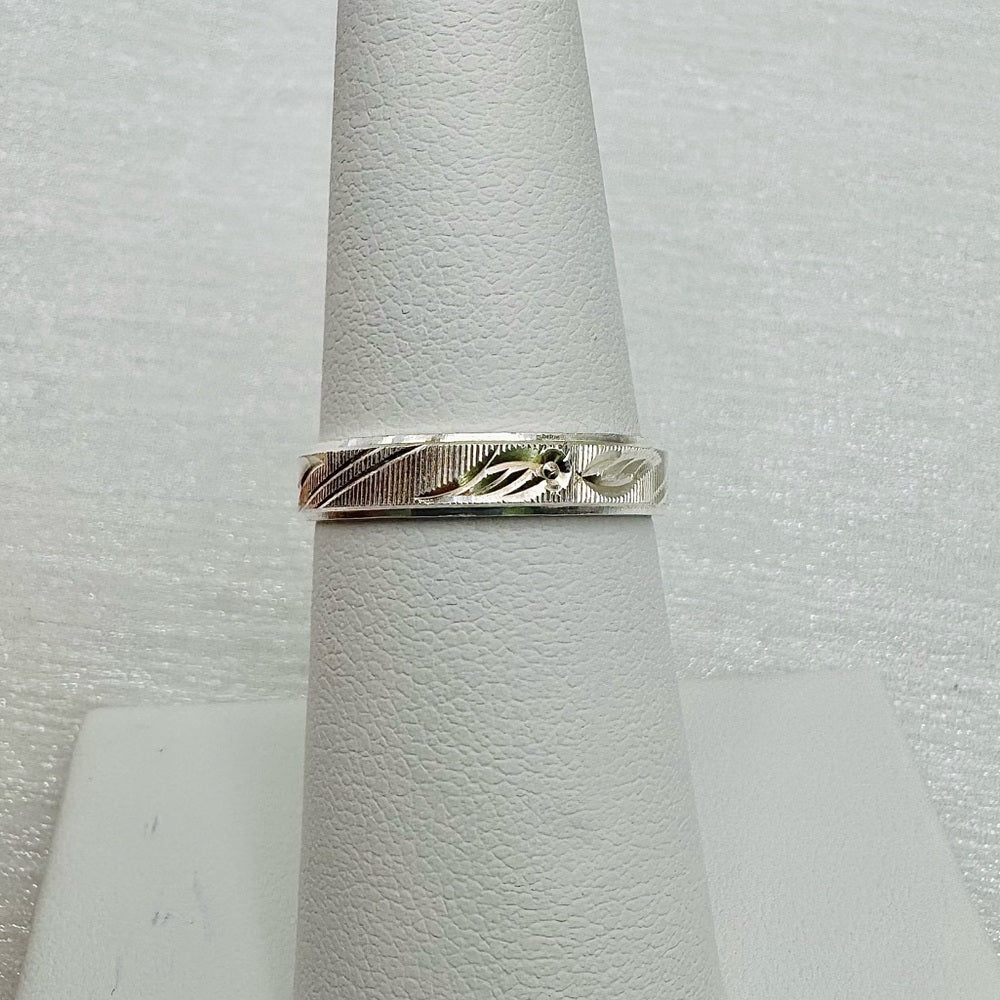 S925 Feather Handcut Band