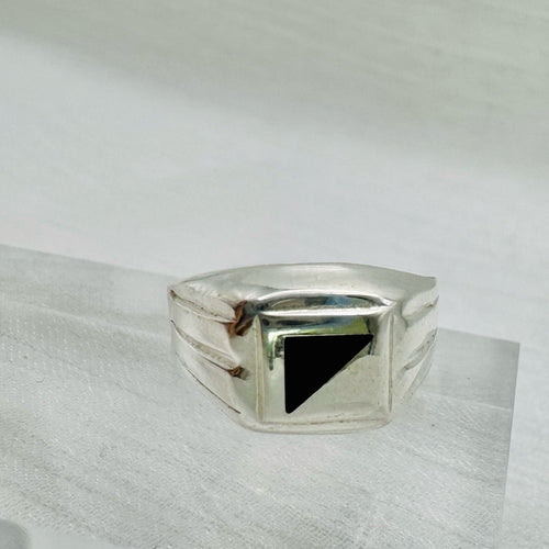 Black Triangle Onyx Signet Ring