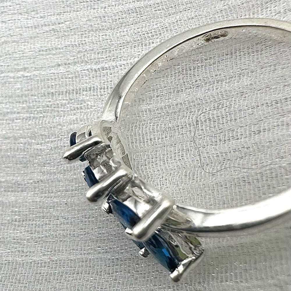 S925 Sapphire Blue Leaf Ring