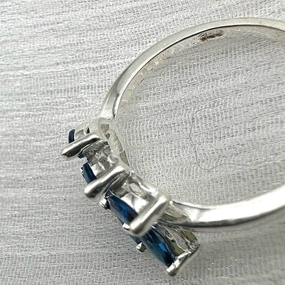 S925 Sapphire Blue Leaf Ring