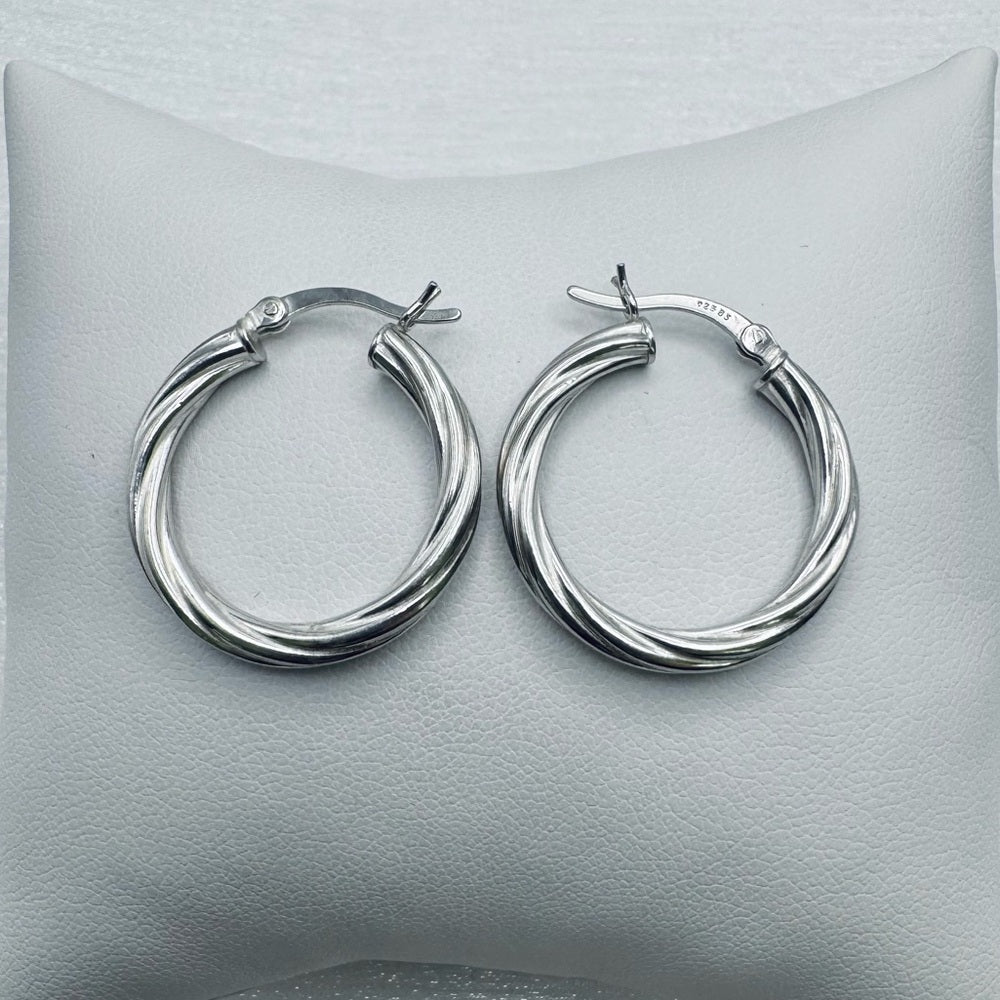 S925 Twist Hoop Earrings