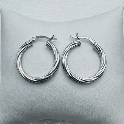 S925 Twist Hoop Earrings