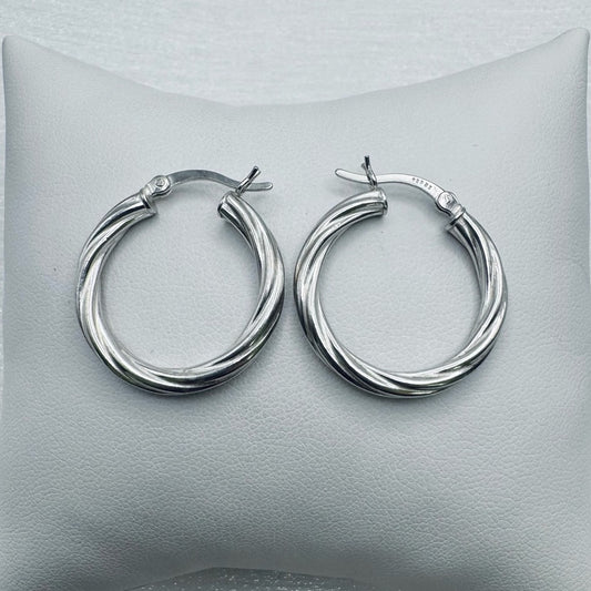 S925 Twist Hoop Earrings