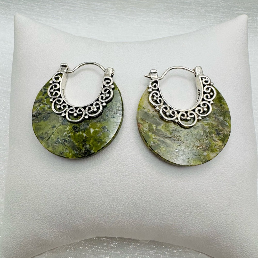 S925 Jade Hoop Earrings