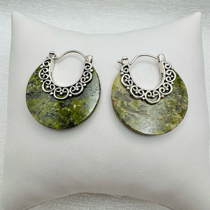S925 Jade Hoop Earrings