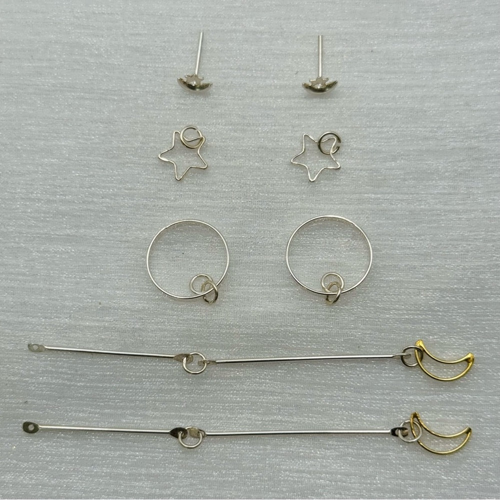 Moon and Star Charm Earrings