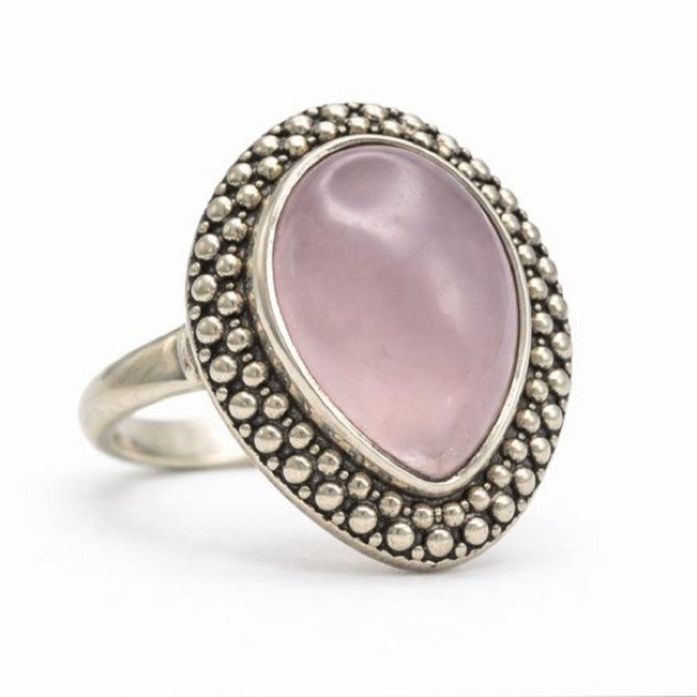 Rose Quartz Teardrop Ring
