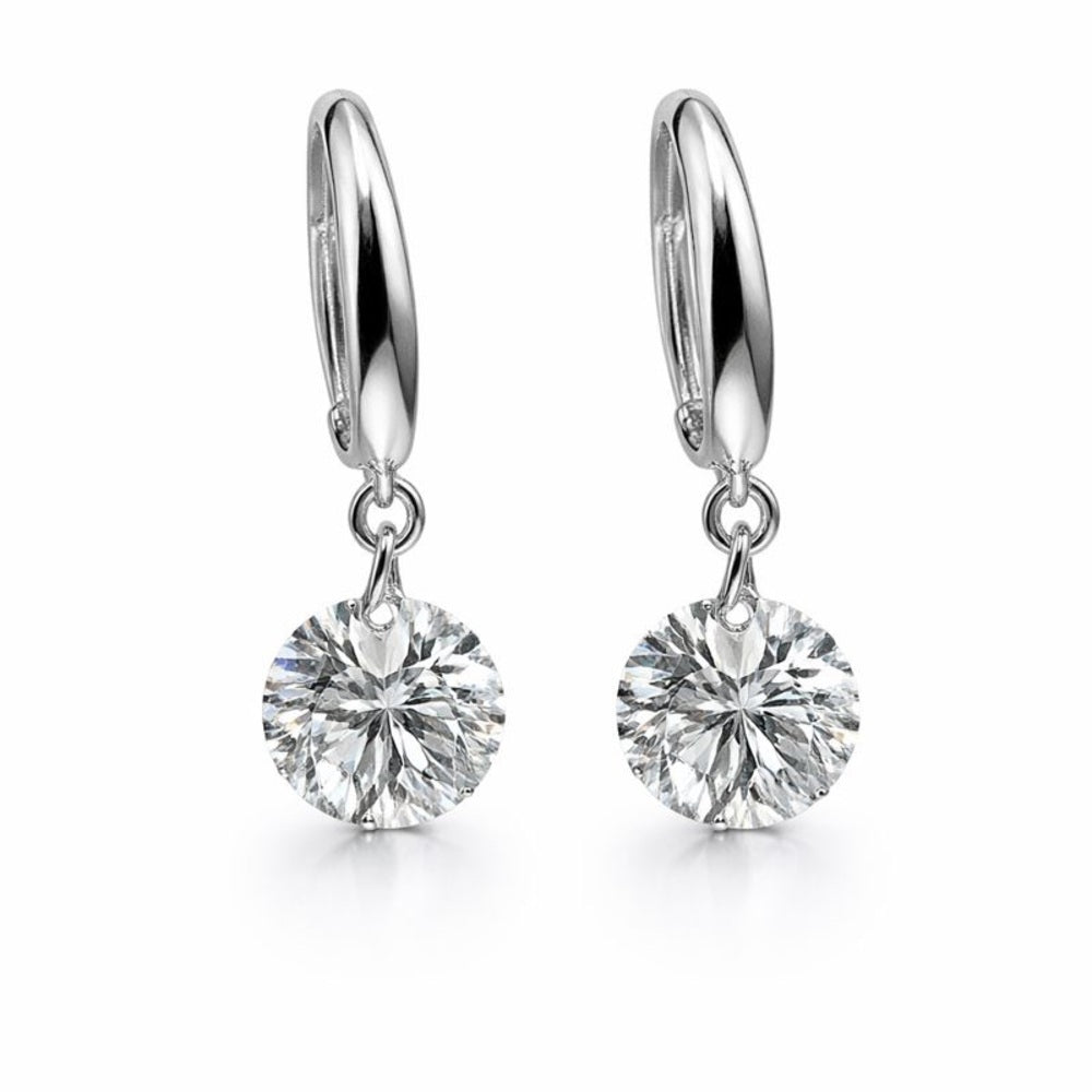 4 CT Total Moissanite Round Dangle Earrings