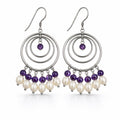 Freshwater Pearl and Amethyst Gemstone Dangle Earrings