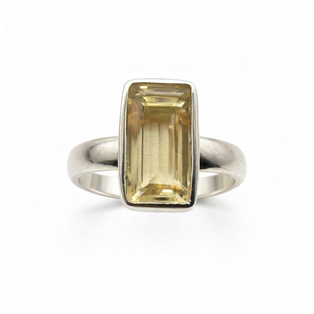 Citrine Elongated Emerald Cut Ring