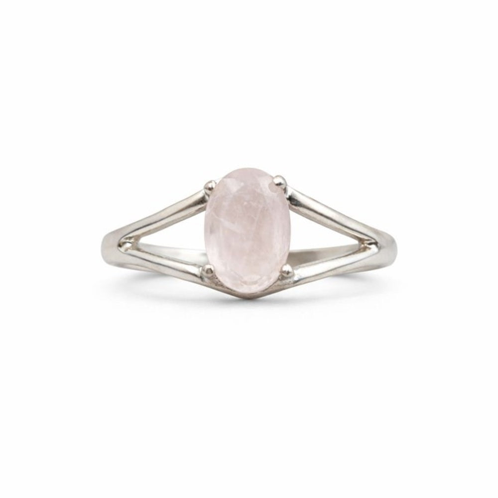 S925 Rose Quartz Oval Ring
