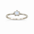 Rainbow Moonstone Star Sterling Silver Ring