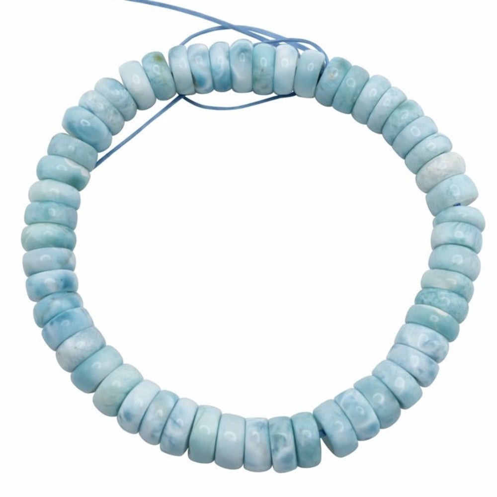 Larimar Rondelle Beaded Bracelet 8mm