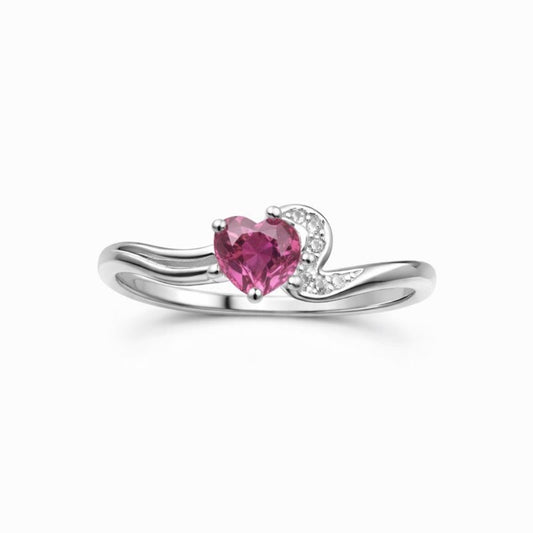 Pink Tourmaline Heart Silver Ring
