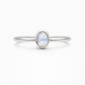 Oval Rainbow Moonstone Sterling Silver Ring