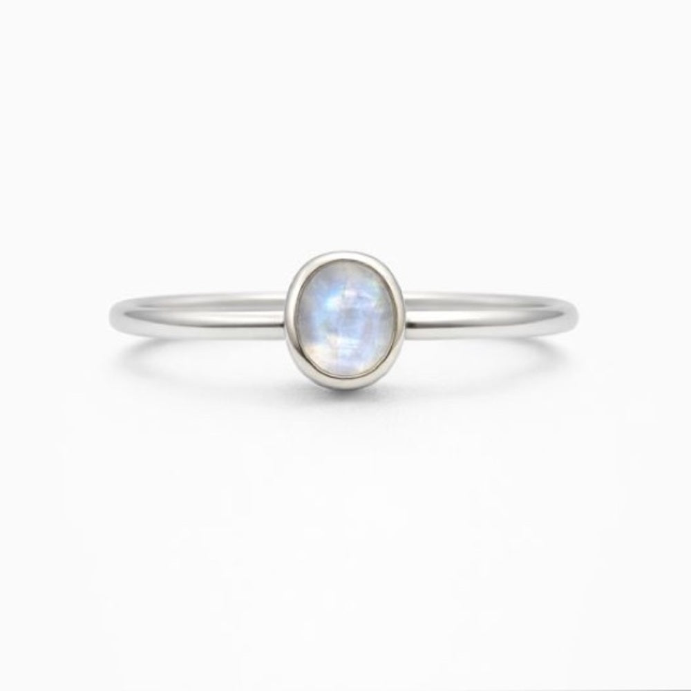 Rainbow Moonstone Mini Circle Ring