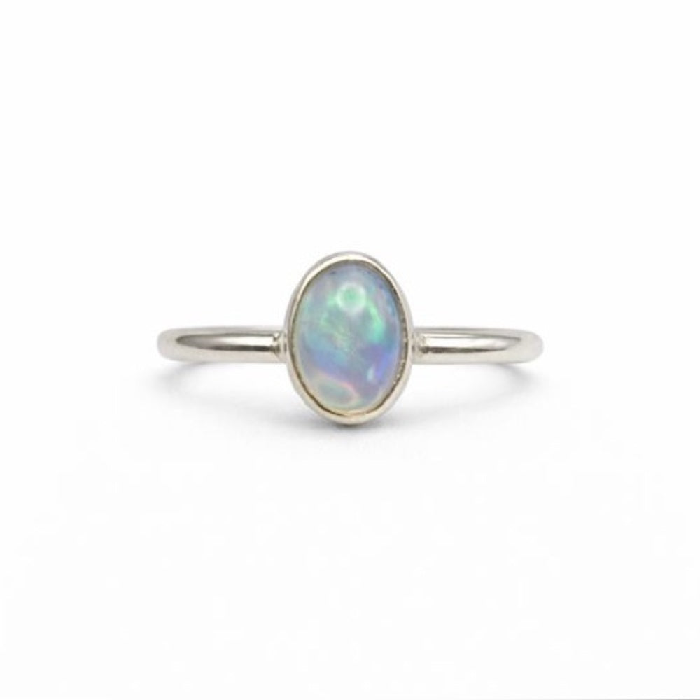 Ethiopian Opal Oval Mini Stacking Ring